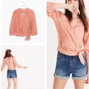 Madewell star print cropped wrap top sz S